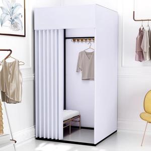 Clothing Store Fitting Room with Shading Curtain, Portable Temporary Mobile Privacy Protection Dressing Room, Foldable Mall Simple Changing Room for Office Outdoor Activity, 200x100x95cm(White), 39x39x78in