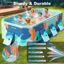 Large Foldable Family Swimming Pool for Kids & Dogs, 115" L x 65" W x 21.5" D Hard Plastic Square Pool with Reinforced Sidewalls and Easy Setup for Backyard
