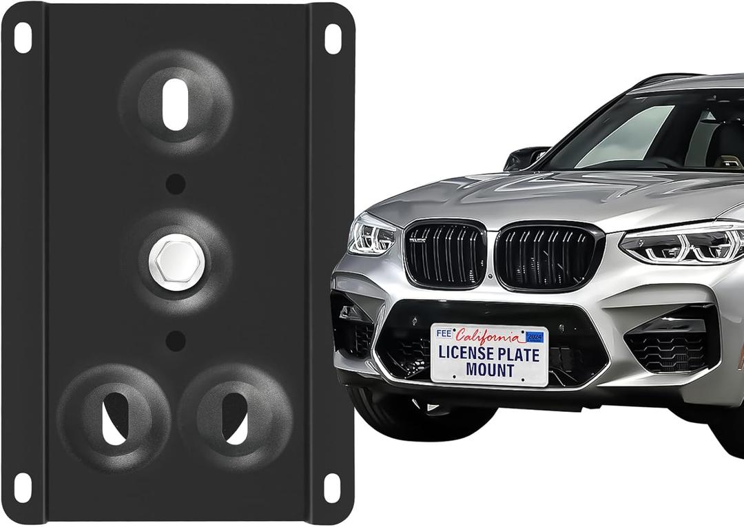 No Drill Front License Plate Bracket Holder Compatible with BMW 2018-up X3 X4, Rust-Proof License Plate Mount Adapter, Bumper Grille Car Tag Frame with Anti-Theft Screws Accessories