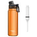 Filtered Water Bottle, Membrane Solutions C3 Water Bottle Filter with Replaceable ACFX2 Filter Cartridge, Portable Water Filter 36oz BPA-Free for Travel, Hiking & Camping Drinking use(Orange)