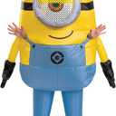 Stuart Minion Inflatable Costume for Men, Official Minions Halloween Costume, Blow Up Jumpsuit with Fan, Adult Size (42-46)