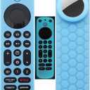 TV Remote Pro Cover for Airtag Remotes Controller Finder Case Glow in The Dark, for Firetv Alexa Voice Remote Pro 2022 and Tile Sticker, for Smart TVs Streaming Media Players Skin(Glow Blue)