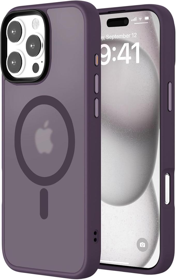 Upgraded Magnetic for iPhone 16 Pro Max Phone Case, [Compatible with Magsafe & Military-Grade Protection] Slim Translucent Matte Phone Case for iPhone 16 Pro Max 6.9 inch,Midnight Purple