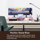 Dual Monitor Stand Riser with Phone Tablet Holder, 35.8in Large Monitor Stand for Desk, Computer Monitor Stand for 2 Monitors, Desk Shelf for Top of Desk, Desktop Organizer for Laptop, Printer, TV (35.7" Pink)