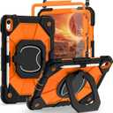Auizotl Case for iPad (A16) 11th Generation 11 Inch (2025) /iPad 10th Generation 10.9 Inch (2022) with Screen Protector/Rotating Stand,Military Grade Shockproof i Pad Case 10th Generation,Orange