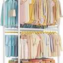 P4 Rolling Clothes Rack, Clothing Racks for Hanging Clothes, Heavy Duty Garment Rack with Wheels, Freestanding Portable Closet Rack 45'' W  20.5'' D  80.5'' H, Max Load 565 LBS, White