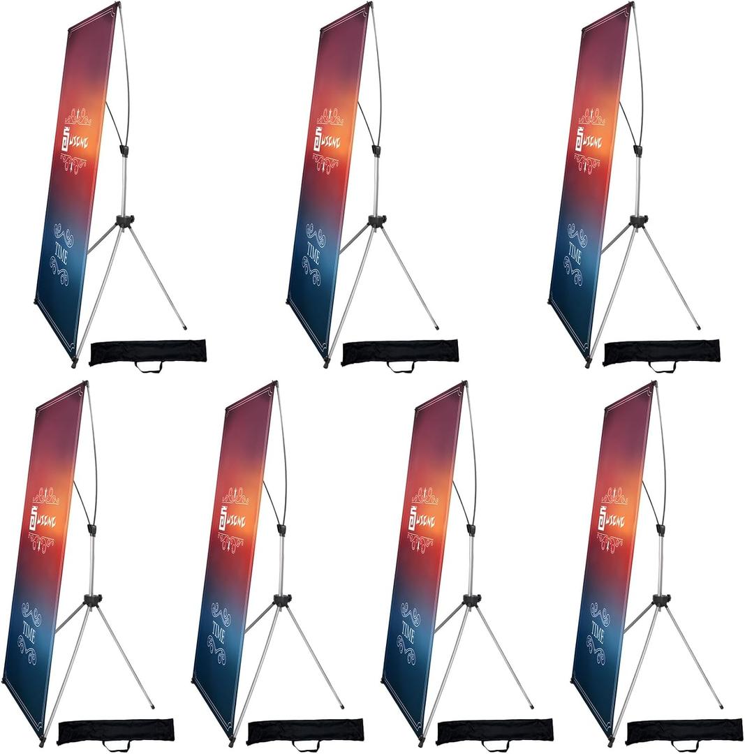 USCNC X Banner Stand Adjustable Fit Banner 23 x 63 to 32 x 78 Inch(STAND ONLY), Portable Travel Bag,Suitable for advertising, stores, exhibitions, restaurants, events, birthday parties, and other occasions (7 Pack)