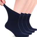 Hugh Ugoli Diabetic Socks for Men, Loose Ankle Socks, Rayon Derived from Bamboo, Extra-Wide, Thin, Seamless Toe,  (11-13, 10- Navy Blue (4 Pairs))
