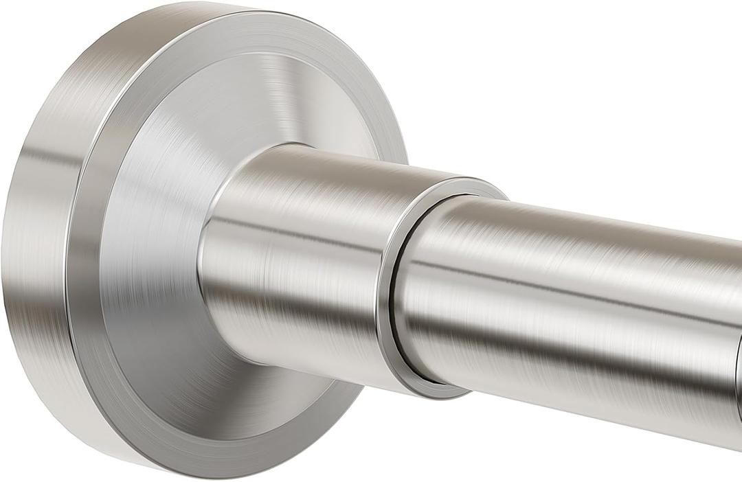 Bonpally Shower Curtain Rod 32-75 Inches Adjustable, Non-Slip Spring Tension Shower Rod Stainless Steel for Bathroom, No Drilling, Brush Nickel