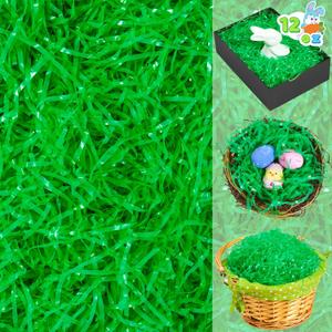 JOYIN 12oz (340g) Easter Grass, Pure Dark Green Plastic Fake Grass, Shred Raffia for Easter Egg Hunt, Basket Stuffer Fillers, Party Bag Decor Favors, Gift Wrapping