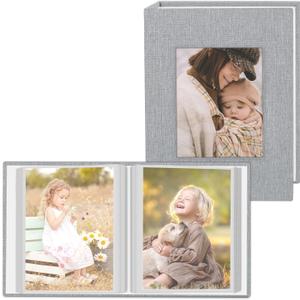 Popotop 2 Pack Photo Album 4x6 Pictures, Small Linen Slip-in Photo Albums Book for 80 Photos with 40 Pockets, Birthday Gifts for Women Mom Family Baby
