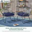 Favoyard Patio Chair Cushions 19 19 Inch Water Resistant & 3-Year Color Fastness Outdoor Chairs Cushion for Seat Dining Rocking Wicker Chair Cushion with Tie Straps Tufted Square Pads, Blue, 2 Pack