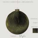 4PCS Green Velvet Christmas Ornaments Set  6 Inch Large Flocked Shatterproof Baubles for Xmas Tree Decoration, Hanging Ornaments for Holiday & Home Dcor (Green, 6 Inch / 15 cm)