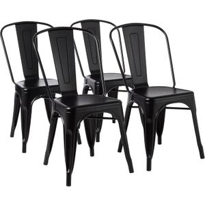 A Metal Dining Chairs, Matte Black, 1 Count (Pack of 4)
