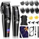 Ukeety Hair Clippers for Men Professional Beard Trimmer Cordless Hair Clippers with LED Display Rechargeable T-Blade Hair Trimmer Hair Cutting Kit for Household Barber Kit