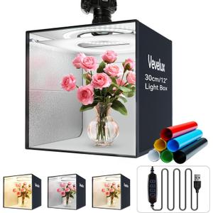 Photo Studio Light Box Photography, 12"x12"x12" Professional Dimmable Shooting Tent Kit with 120 LED Lights (CRI90), 6 Color Backdrops & 1 Diffuser for Jewelry and Small Items Product