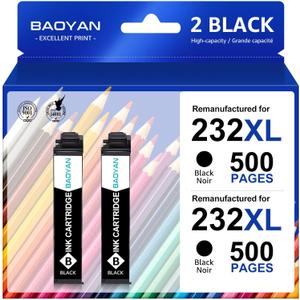 232XL 232 Black Ink Cartridges Remanufactured for Epson 232 Black Ink Cartridges for Expression Home XP-4200 XP-4205 Workforce WF-2930 WF-2950 XP4200 WF2950 (2 Black)