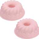 Uxcell 2pcs Silicone Cake Pan, 6 Inch Non-Stick Fluted Tube Pan Flower Shape Silicone Baking Molds for Cake, Muffins, Cheese Cake, Pink