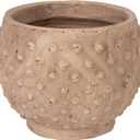 Creative Co-Op 9.25" Round Sandstone Hobnail Planter with Distressed Finish, Greige (Beige)