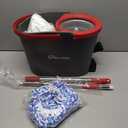 SIMPLI-MAGIC 79349 Spin Mop Cleaning System with 3 Microfiber Mop Heads, Red/GRAY,Red/Black
