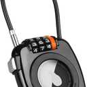 Compatible with Apple AirTag Secure Lock with Wire Cable, 3-Digit Combination Luggage Locks, Alloy Body Ultra Durable Anti-Lost Protective Case for Luggage, Bags, Suitcase, and Backpacks (BLACK)