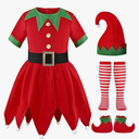 Elf Costume for Girls Kids Christmas Elf Santa's Dress Outfit, L