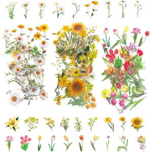 3 x 120 Pieces Natural Flower Stickers for ScrapbookingPET Transparent Flower Stickers Self-Adhesive for Journaling Clear Decals (Bulk Mix Flower) 3 x 120 Pieces Natural Flower Stickers for ScrapbookingPET Transparent Flower Stickers Self-Adhesive for Journaling Clear Decals (Bulk Mix Flower)