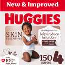 Huggies Size 4 Diapers, Skin Essentials Baby Diapers, Size 4 (22-37 lbs), 150 Count (6 Packs of 25), 