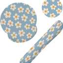 Abstract Groovy Blue White Flower Keyboard Wrist Rest Pad and Mouse Pad Wrist Support Set,3-in-1 Ergonomic Mouse Pad with Non-Slip Rubber Base for Home Office Game Computers Desk,