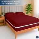 Full 1 PC Zipper Fitted Sheet, Brushed Premium Quality Microfiber, Soft Shrinkage and Fade Resistant Bottom Sheet fits Upto 16 Inch Deep Pocket, Zipper Mattress Cover, Burgundy