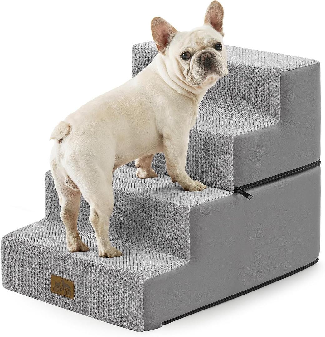 COZY KISS Dog Stairs for Small Dogs, 4 Step Pet Stairs for Beds & Couches
