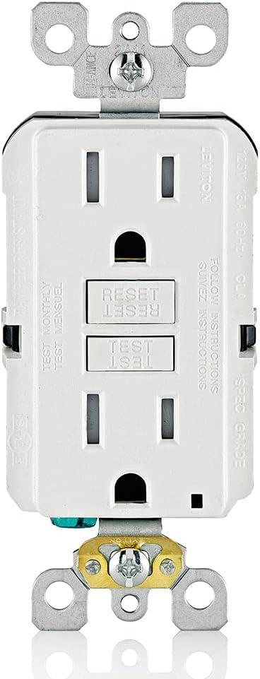 Leviton GFCI Outlet, 15 Amp, Self Test, Tamper-Resistant with LED Indicator Light, Protection from Electric Shock and Electrocution, GFTR1-W, White