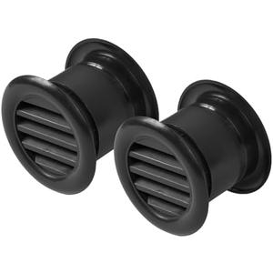 Vent Systems 1.5" Inch Round Door Vent Cover - 2 Pack - Black Plastic Mini Circular Grille with Dual-Sided Louvers - Durable Snap-In Register for Indoor Airflow - Ideal for Cabinet, Closet Ventilation