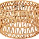 Hanging Light Lamp Shades Boho Rattan Lamp Shades, Woven LampShades for Floor Lamps Rattan Pendant Lights Boho Lamp Ceiling Light, Table Lamps, Plug in Pendant Light (12.6 Inch-Drum Shade)