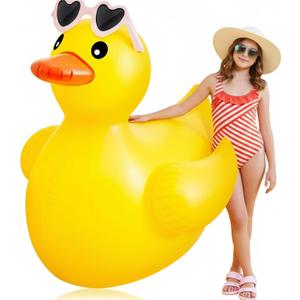 2x Hungdao 4 ft Giant Inflatable Rubber Duck Pool Float with Sunglasses Large Blow up Duck, Summer Beach Swimming Pool Party, Duck Party Decorations, Vacation Floating Decoration, Funny Gift