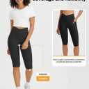 baleaf Capri Leggings for Women Knee Length Yoga Workout Capirs Leggings with Pockets Tummy Control Stretch (Black, L)