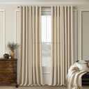 52x105 Inch Extra Long Curtains Oatmeal Sand Beige Privacy Linen Drapes, 52"W x 100"L