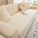 Thickened 1-Piece Super Stretch Sofa Cover, Full Coverage Non Slip Couch Protector with Elastic Bottom, Washable Jacquard Fabric Furniture Protector (Loveseat 58-72in, Beige)