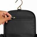 Travel Essentials, Toiletry Bag for Women & Makeup Bag with Hook  High-Capacity Travel Hanging Wash Bag | Black PU Leather, Transparent Base, Zipper Closure, Luxe Look, Durable & Stylish