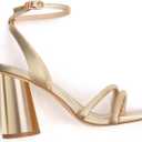 Women's Block High Heels Square Toe Heeled Sandals Ankle Strap Shoes, 6
