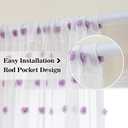 MYSKY HOME Purple Curtains for Girls Bedroom 84 Inch Long White Sheer Curtain with Lilac Pom Pom for Living Room Nursery Curtains 2 Panels Light Filtering Rod Pocket Semi Window Drapes 52 x 84 inch