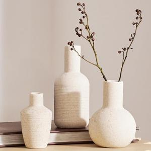 DN DECONATION Ceramic Vase Set of 3, Small Vases Home Decor Boho Rustic Farmhouse for Pampas Grass & Dried Fresh Flowers, Modern Decorative Vases for Living Room, Bedroom, Entryway, Shelf, Table Decor