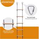 Kids Climbing Rope Ladder, Hanging Ladder for Swing Accessories (2 Hooks)
