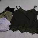 Fourluoo Women's Long Lace Tank Tops lace Camisole Patchwork Tops for Women (X-Large, Dark Green, Black, Olive Green, White)