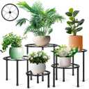 Amaoot 5 Pack Metal Plant Stand, Iron Plant Stands for Indoor and Outdoor, Flower Pot Stands for Multiple Plant, Black Potted Plant Holder for Garden Home