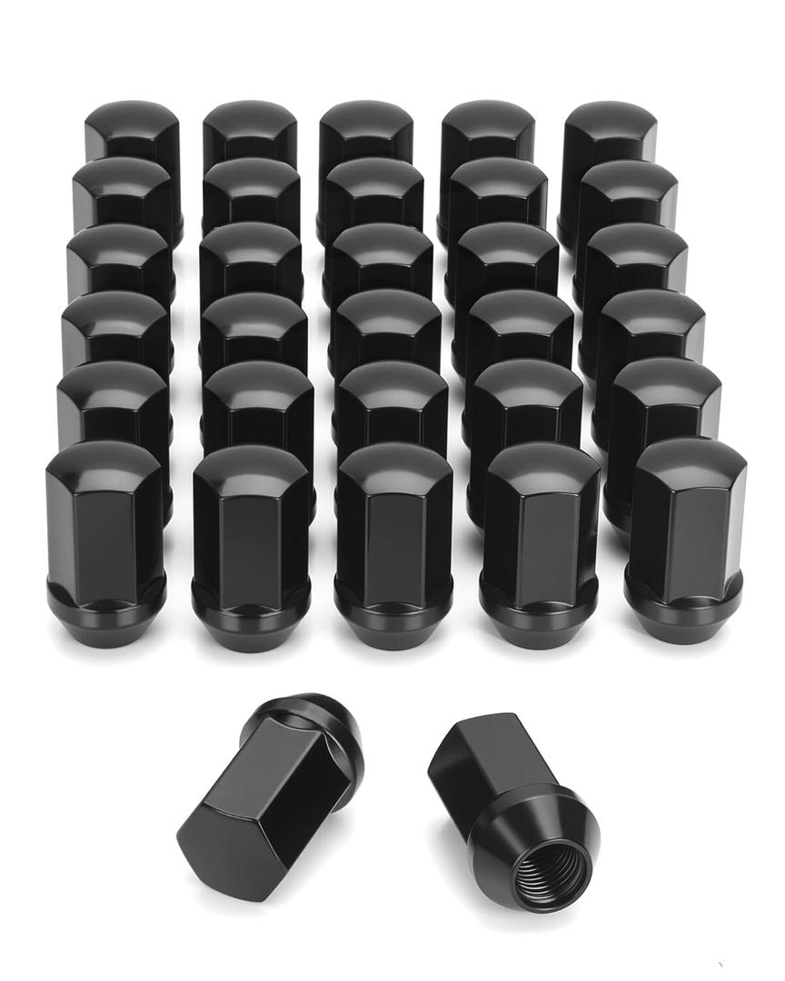 32pcs 14x1.5 OEM Lug Nuts for Chevy Silverado GMC Sierra 2500 3500,14mmx1.5 Black One-Piece Wheel LugNuts 1.75" H 7/8" Hex Replacement 2012+ Ram 2500 3500, 8 Lug Stock Wheel GM Part No 611-236 9596070 (Length: 1.75"(45mm))