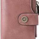 FALAN MULE Small Wallet for Women Leather Bifold Compact Small Womens Wallet with RFID Blocking (Rouge pink)