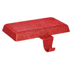 6 Pack Red Christmas Stocking Holders, Glitter Sturdy Metal Fireplace TV Stand Stocking Hooks Stocking Holder Base Weighted Stocking Hooks - Mantle Christmas Holiday Party Decorations（Red）