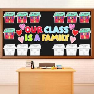 TaoBary 168  Pcs Bulletin Board Decor for Classroom Our Class Is a Family Picture Frame Bulletin Board Set for Classroom Decoration Teachers Chalkboard School Home Door Decor