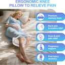 Knee Pillow for Side Sleepers for Back Pain,Leg Pillow for Side Sleepers, Memory Foam Cushion Knee Support Pillows,Pain Relief, Pregnancy Travel Pillow with Extra Washable Cover (One Size, White & Velcro Straps)